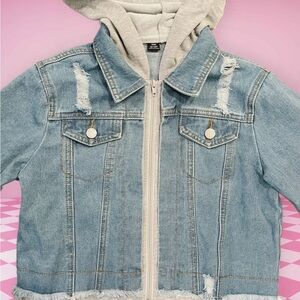 NWOT Kids Denim Jacket with Gray Hood